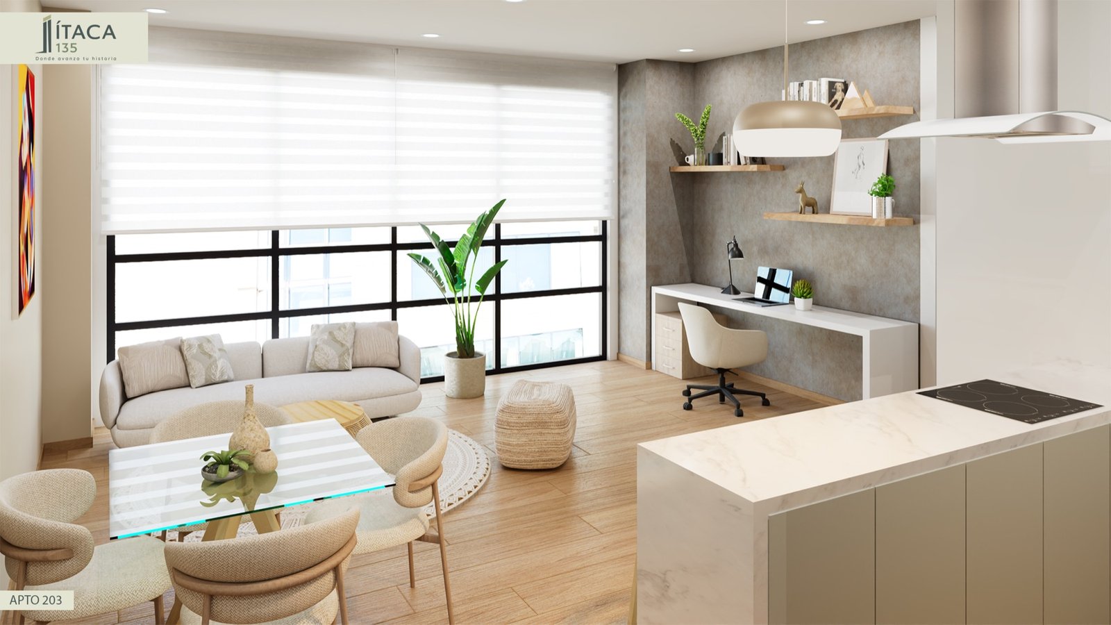 Render interior Apto 203